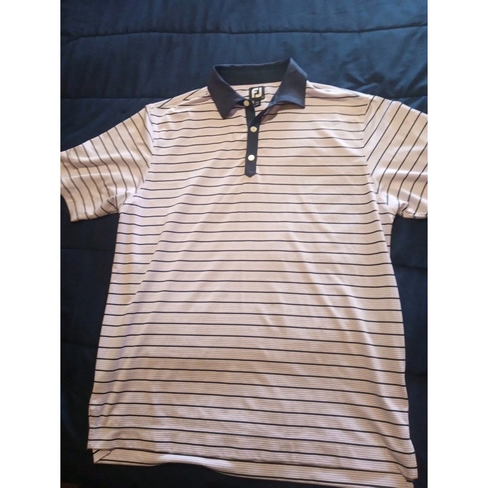 FootJoy Golf Polo Mens Large Shirt Short Sleeve Button Preppy Pink Striped
